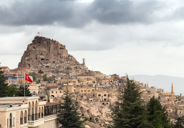 Twierdza uchisar, krajobraz w Kapadocji, Turcja — Zdjęcie stockowe