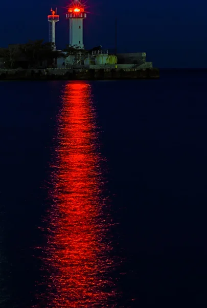 Lighthouse night sea — Stock Photo, Image