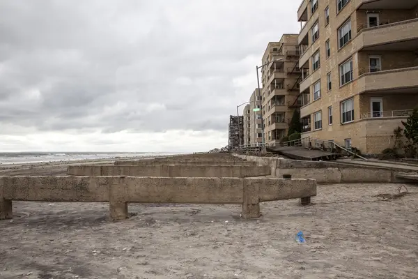 Orkanen sandstranden. efterdyningarna i new york — Stockfoto