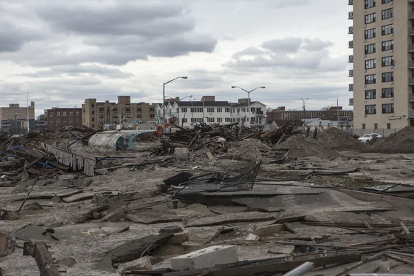 Orkaan zandstrand. de nasleep in new york — Stockfoto