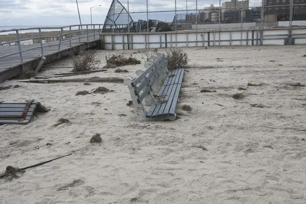 Orkanen sandstranden. efterdyningarna i new york — Stockfoto