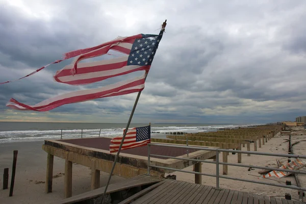 Orkanen sandstranden. efterdyningarna i new york — Stockfoto