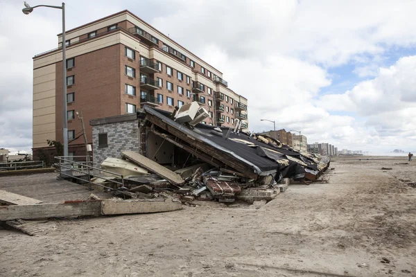 Orkaan zandstrand. de nasleep in new york — Stockfoto