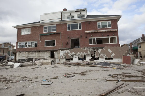 Orkaan zandstrand. de nasleep in new york — Stockfoto