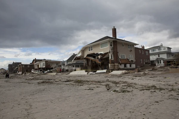 Orkaan zandstrand. de nasleep in new york — Stockfoto