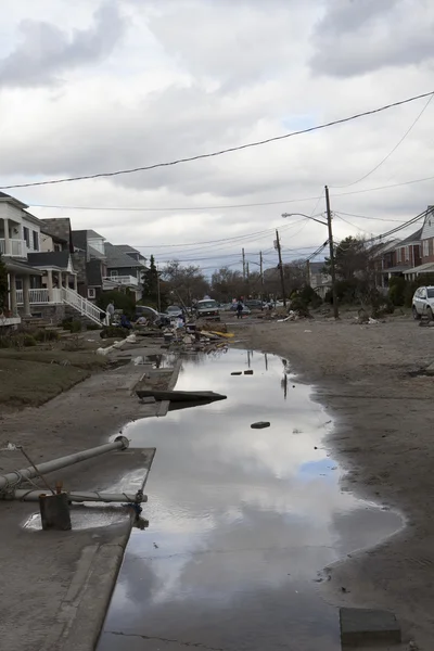 Orkanen sandstranden. efterdyningarna i new york — Stockfoto