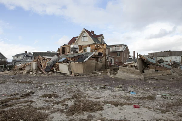 Orkaan zandstrand. de nasleep in new york — Stockfoto