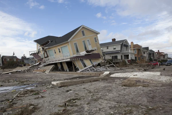 Orkaan zandstrand. de nasleep in new york — Stockfoto