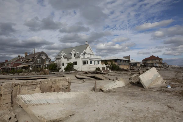 Orkaan zandstrand. de nasleep in new york — Stockfoto