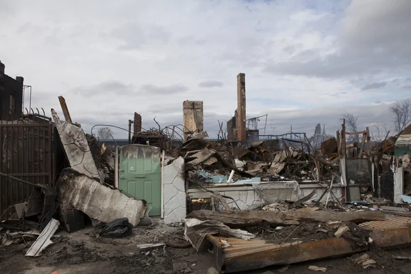 Orkaan zandstrand. de nasleep in new york — Stockfoto