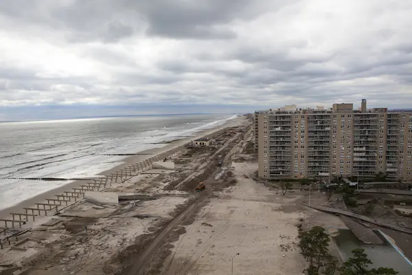 Orkanen sandstranden. efterdyningarna i new york — Stockfoto