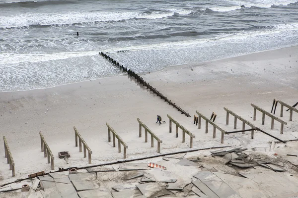 Orkanen sandstranden. efterdyningarna i new york — Stockfoto