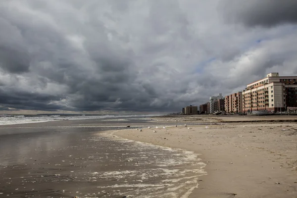 Orkanen sandstranden. efterdyningarna i new york — Stockfoto