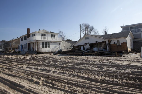 Orkaan zandstrand. de nasleep in new york — Stockfoto