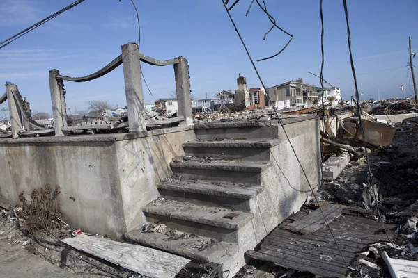 Orkaan zandstrand. de nasleep in new york — Stockfoto