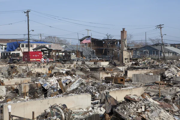 Orkaan zandstrand. de nasleep in new york — Stockfoto