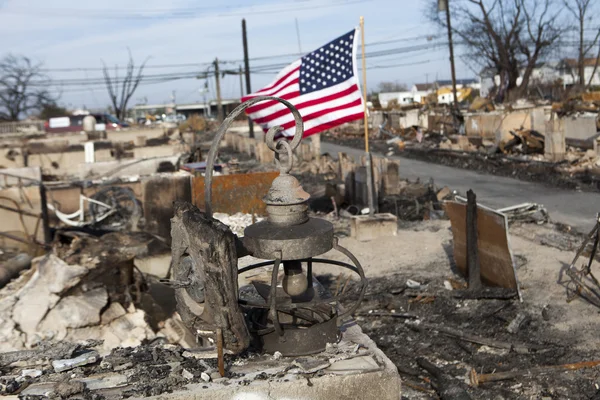 Orkaan zandstrand. de nasleep in new york — Stockfoto