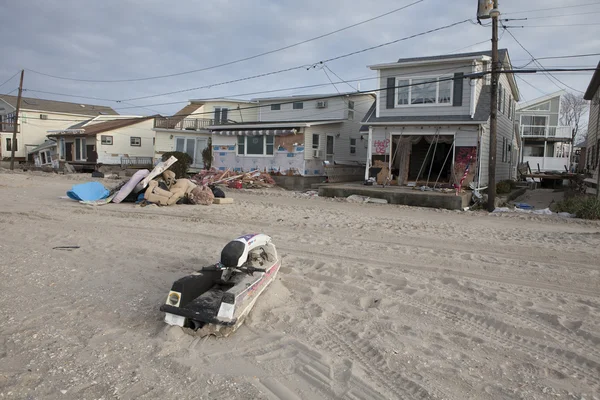 Orkanen sandstranden. efterdyningarna i new york — Stockfoto