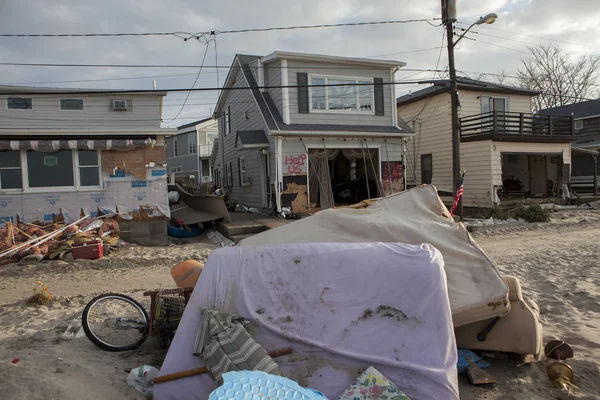 Orkaan zandstrand. de nasleep in new york — Stockfoto