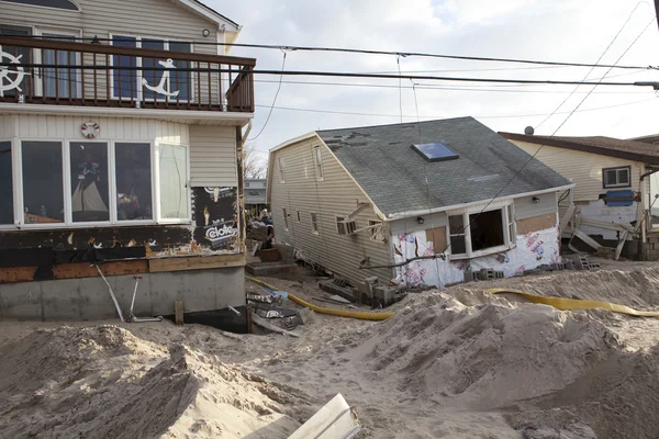 Orkaan zandstrand. de nasleep in new york — Stockfoto