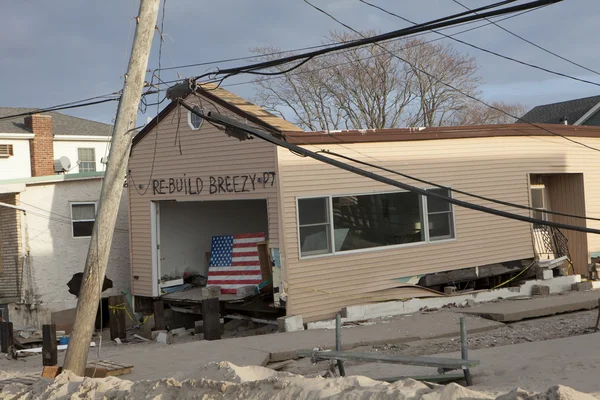 Orkaan zandstrand. de nasleep in new york — Stockfoto