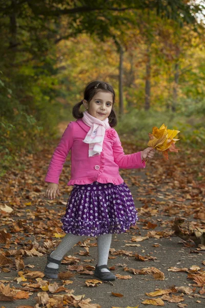 Adorable dziewczyna w parku jesień — Zdjęcie stockowe