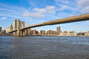 New york - brooklyn Köprüsü ve aşağı manhattan