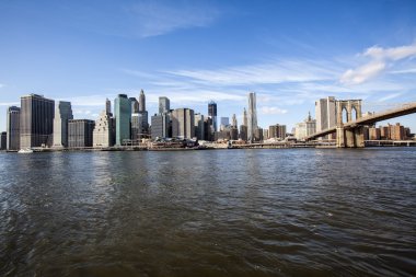 New york - brooklyn Köprüsü ve aşağı manhattan
