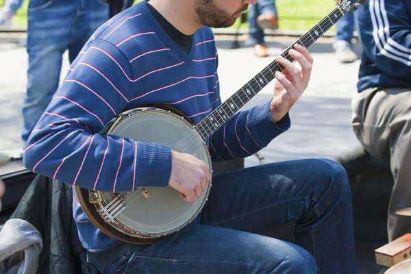 Busker-banjospelare. — Stockfoto