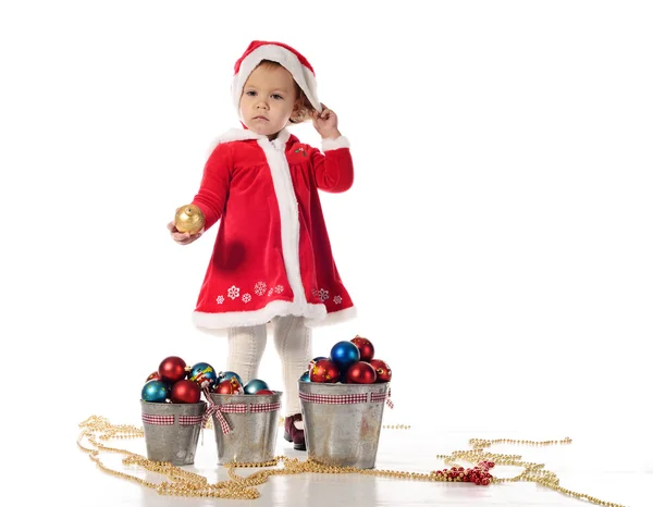 Santa helper little girl — Stock Photo, Image