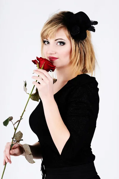 Damen med rose — Stockfoto