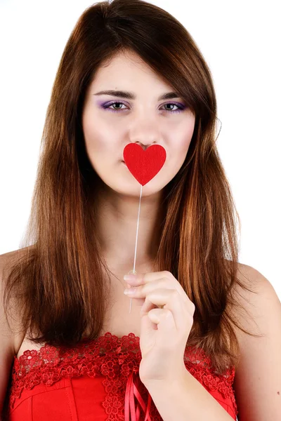 Teen girl holding heart — Stock Photo, Image