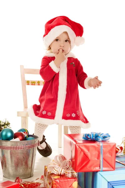 Surpreendido Santa menina — Fotografia de Stock
