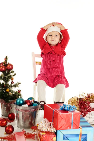 Surprised santa girl — Stock Photo, Image