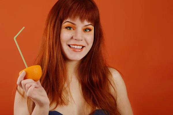 Orange Tjej — Stockfoto