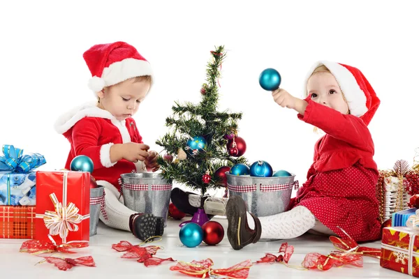 İki Noel babalar kız — Stok fotoğraf