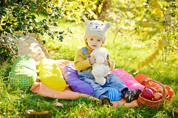 Baby boy in fall — Stock Photo, Image