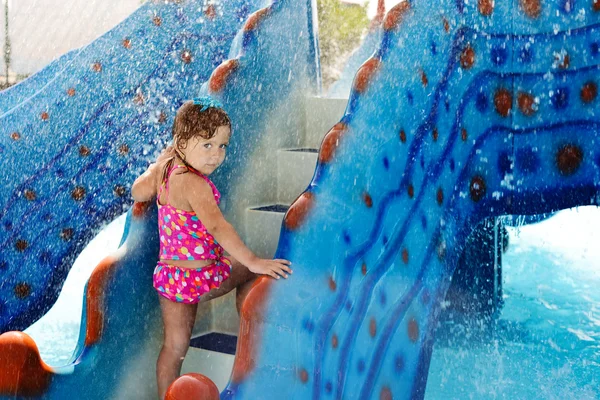 Girl in aqua park — Stock Photo, Image