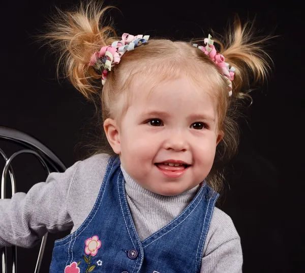 Little girl with ponytails — Stock Photo, Image