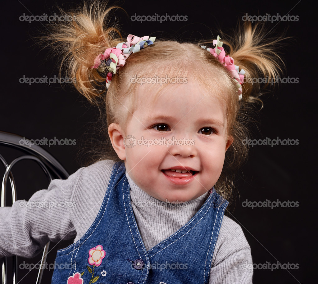 Pictures High Ponytails Little Girl With Ponytails Stock