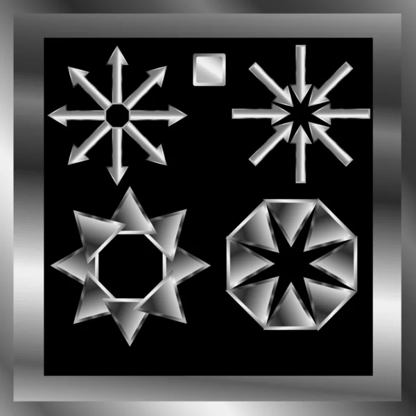Un ensemble de panneaux de direction sur un fond noir — Image vectorielle