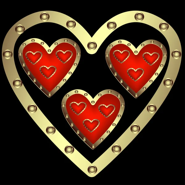 Un conjunto de corazones decorativos — Vector de stock