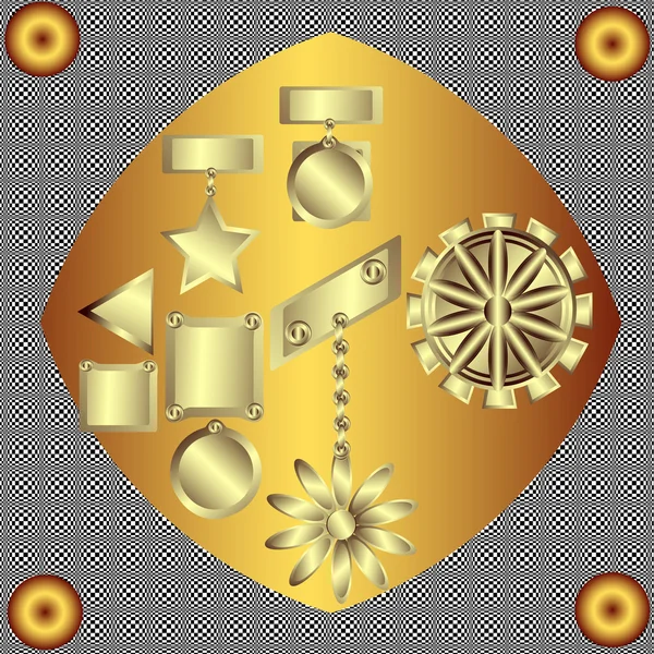 Set von dekorativen Goldverzierungen — Stockvektor