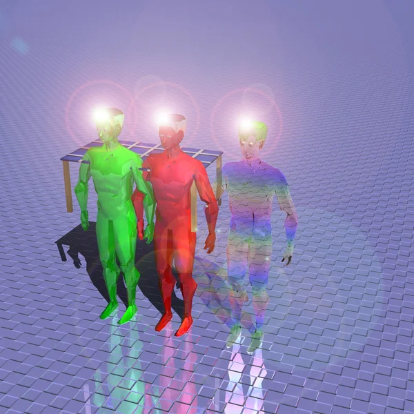 Drei farbenfrohe Aliens — Stockfoto