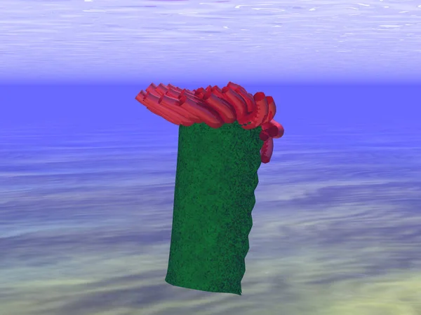 Illustration Mysteriöses Unterwasser Anemonenobjekt Auf Dem Meeresboden — Stockfoto