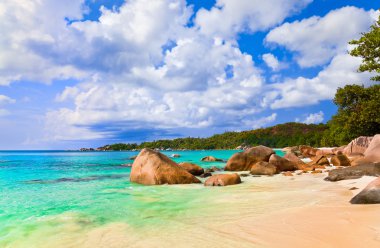 Beach Anse Lazio at island Praslin, Seychelles clipart