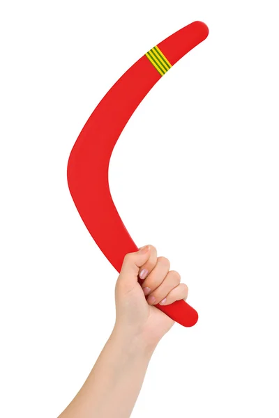 Hand med boomerang — Stockfoto