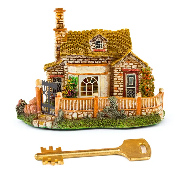 Toy house and key — Stock Photo, Image