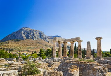 Ruins of temple in Corinth, Greece clipart