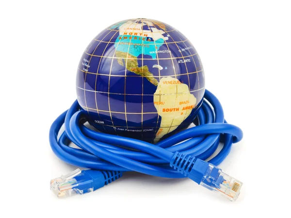 Världen och internet kabel — Stockfoto